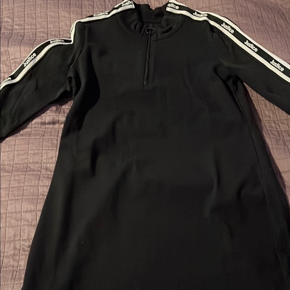 New Justice Black Mock Neck Raglan Long Sleeve Dress